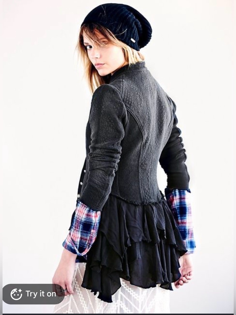 Free People RARE Victorian Goth Fairy Grunge Boho Ruffle Military Jacket , 10